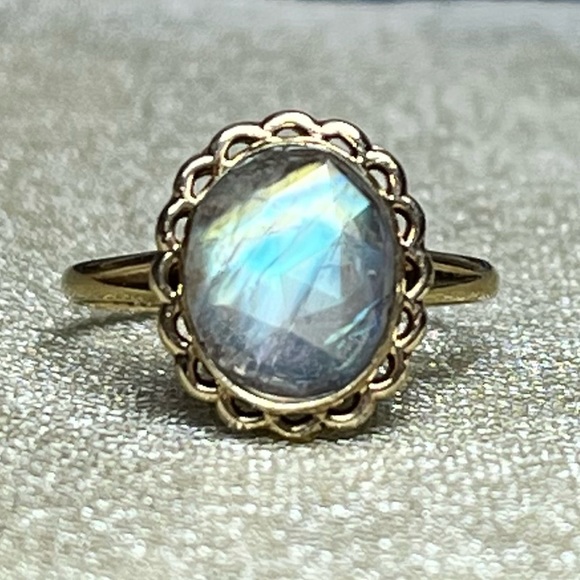 Vintage 10k Yellow Gold Rosecut Moonstone Ring - Picture 1 of 6